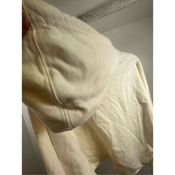 Adidas Off White Rhinestone Logo Cropped Hoodie Size M - Picture 7 of 10
